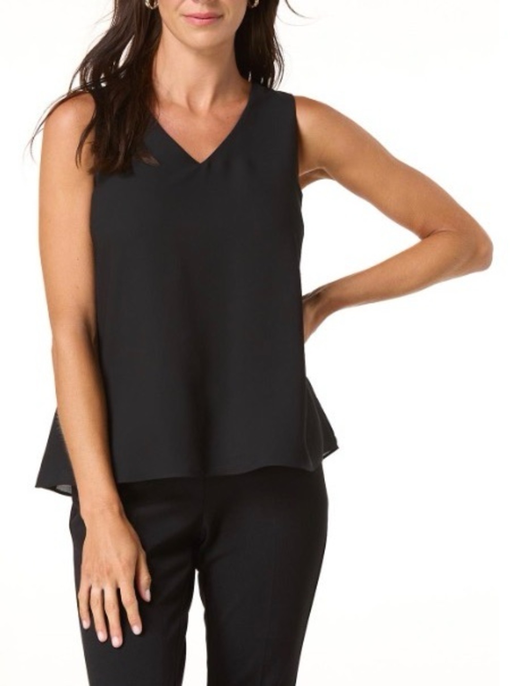 Cato Black Sleeveless V-Neck Blouse High-Low Hem Plus Size 18/20W